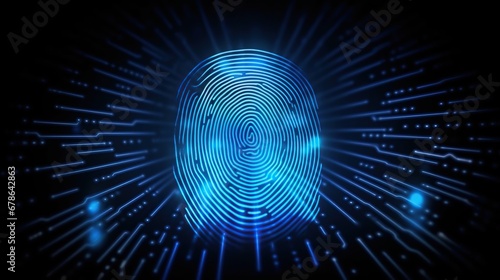 security and identify by fingerprint concept. Digital biometric, Scanning system of the fingerprint. photo