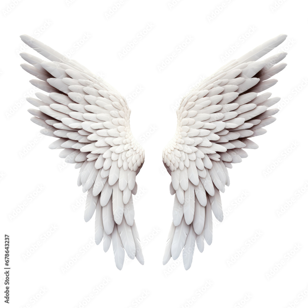 Angel wings isolated on white background , transparent png