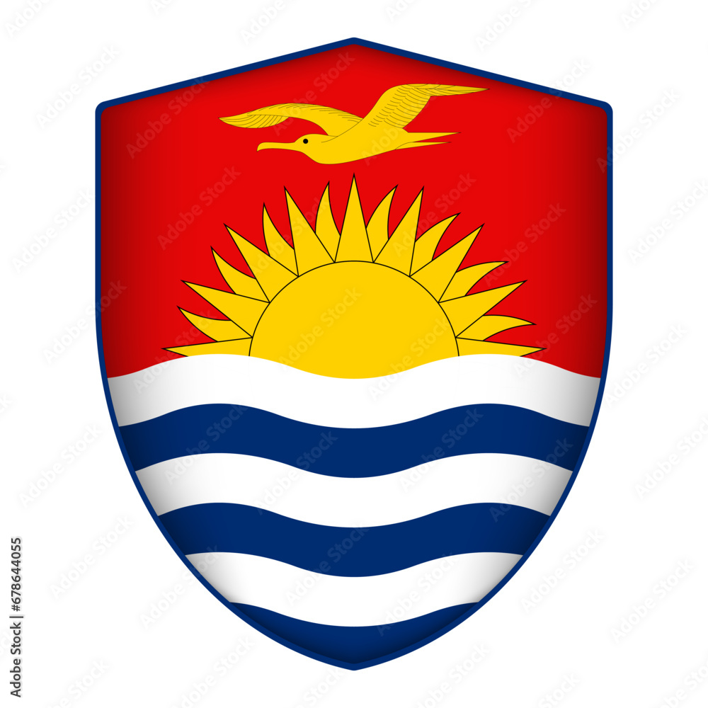 Obraz premium Kiribati flag in shield shape. Vector illustration.