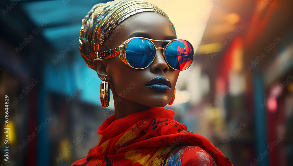 portrait of a woman in sunglasses  ai generative