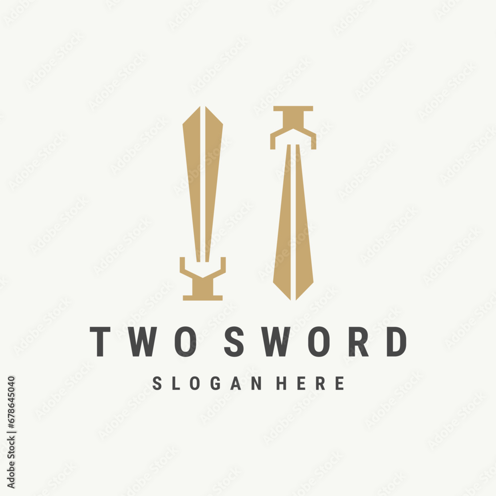 Two sword logo template vector illustration design