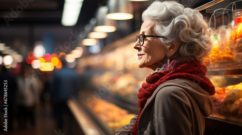 Elderly woman in the supermarket. © andranik123