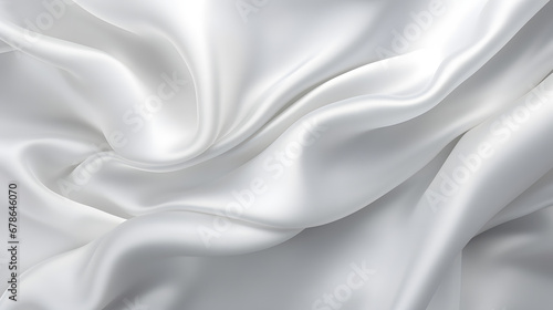 White gray satin texture that is white silver fabric silk panorama background with beautiful soft blur pattern natural. Generative Ai.