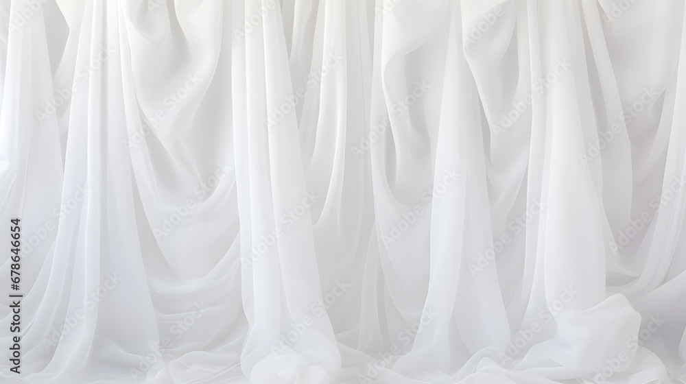 White tulle drapery for background. Generative Ai. White tulle drapery for background. Generative Ai.