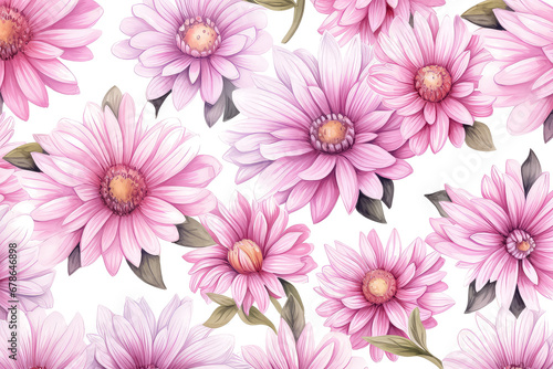 pink chrysanthemum flowers watercolor on white background  valentines day concept