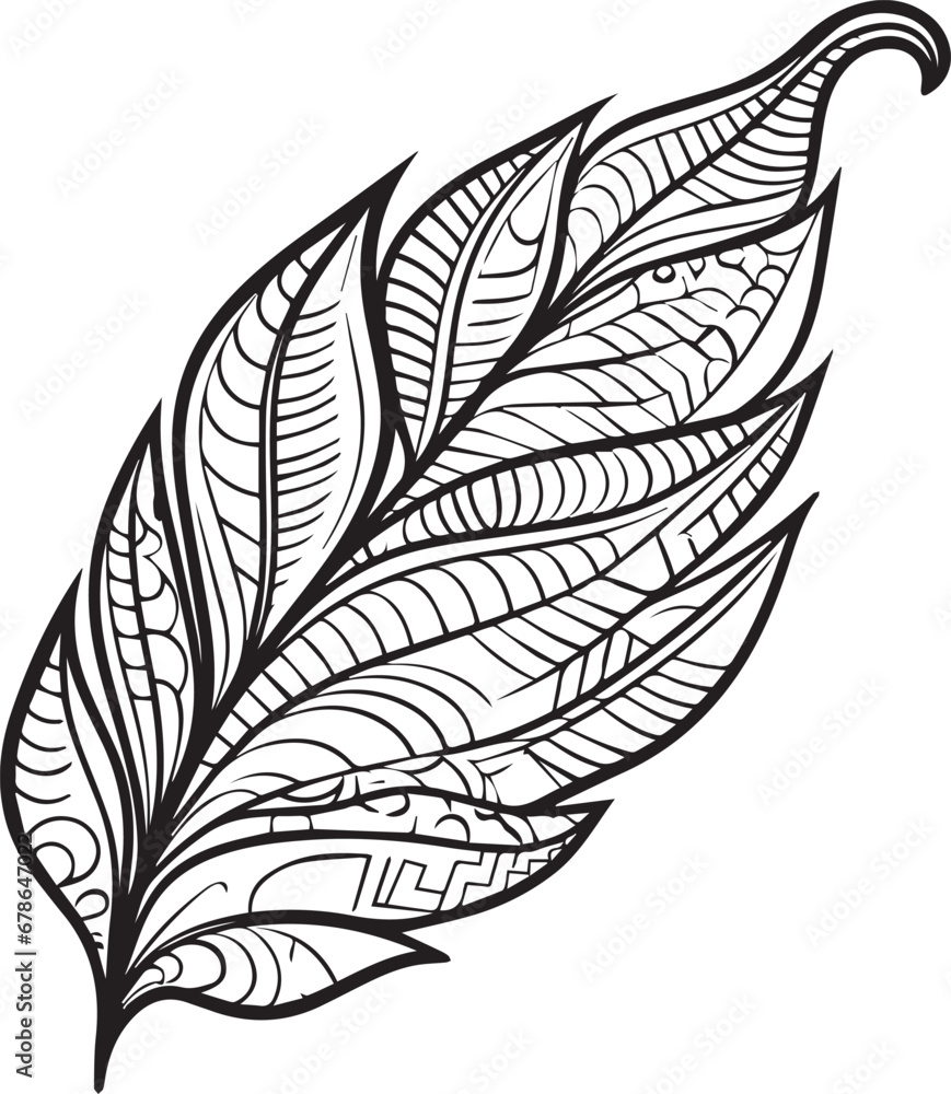 Vector black and white feather on a white background. Vector black and white feather on a white background.