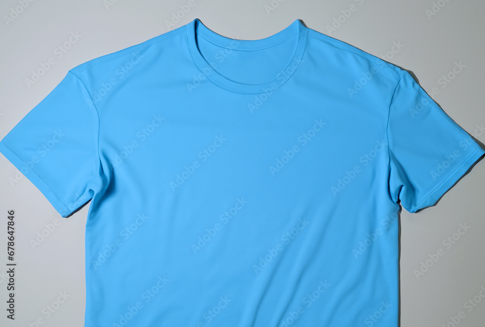 Blue t-shirt for product placement, product photography, customization, neutral background Blue t-shirt for product placement, product photography, customization, neutral background