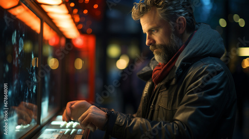 Man using ATM machine. © andranik123