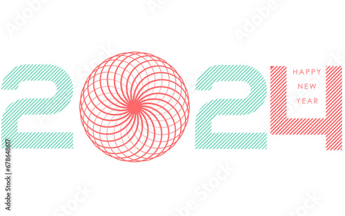 Happy new year 2024 design. With colorful truncated number illustrations. Premium vector design for poster, banner, greeting and new year 2024 celebration.