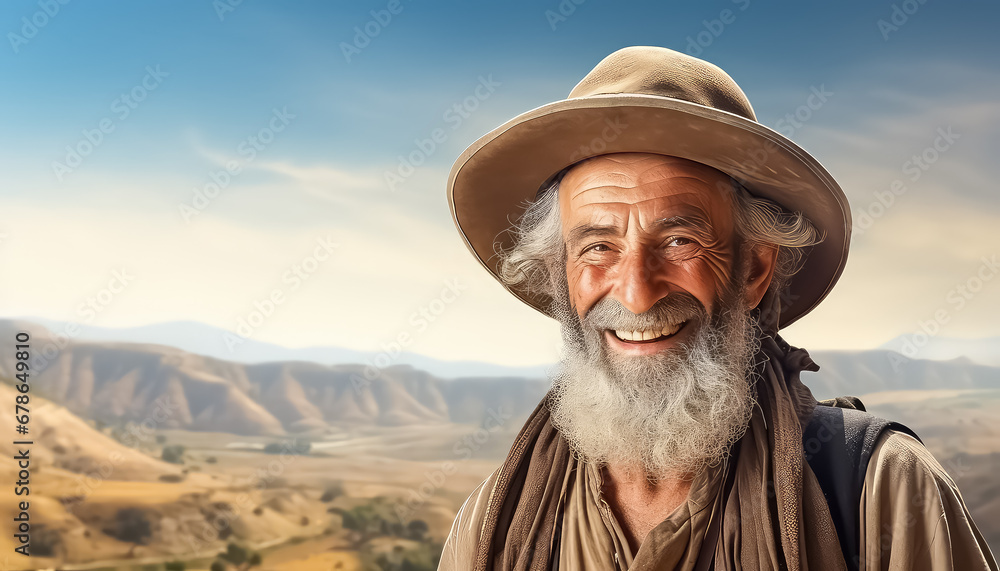 Israeli farmer man on nature background