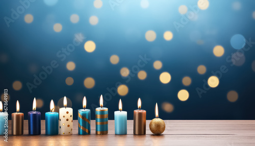 Candles on a homogeneous background - Hanukkah celebration photo