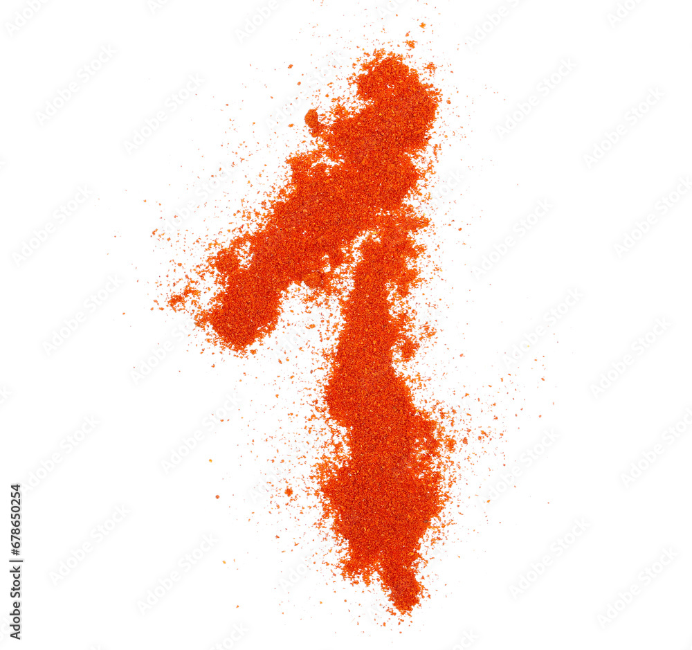 Red paprika powder number  one, 1 symbol isolated on white, clipping path