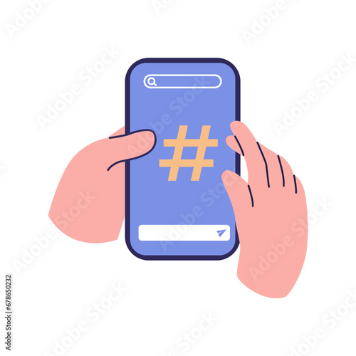Wallpaper Mural phone with hastag sign flat style illustration vector design Torontodigital.ca