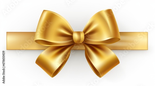 Isolated against a transparent background, a red ribbon and bow with gold