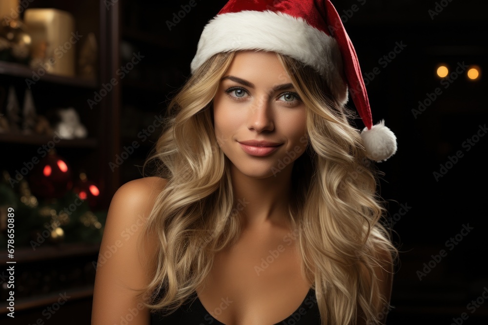 girl  in santa claus hat