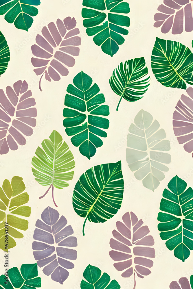 seamless pattern with leaves, Generative AI