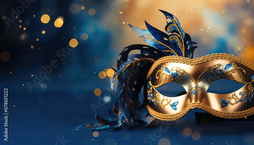 Venetian mask in blue and gold ,concept carnival