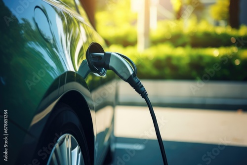 Electric Car Charging As Symbol Of Ecofriendly Transportation photo