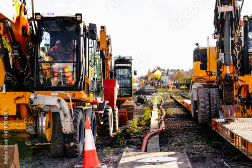 Wallpaper Mural construction of railway tracks in the UK in autumn Torontodigital.ca