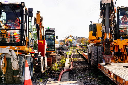 Wallpaper Mural construction of railway tracks in the UK in autumn Torontodigital.ca