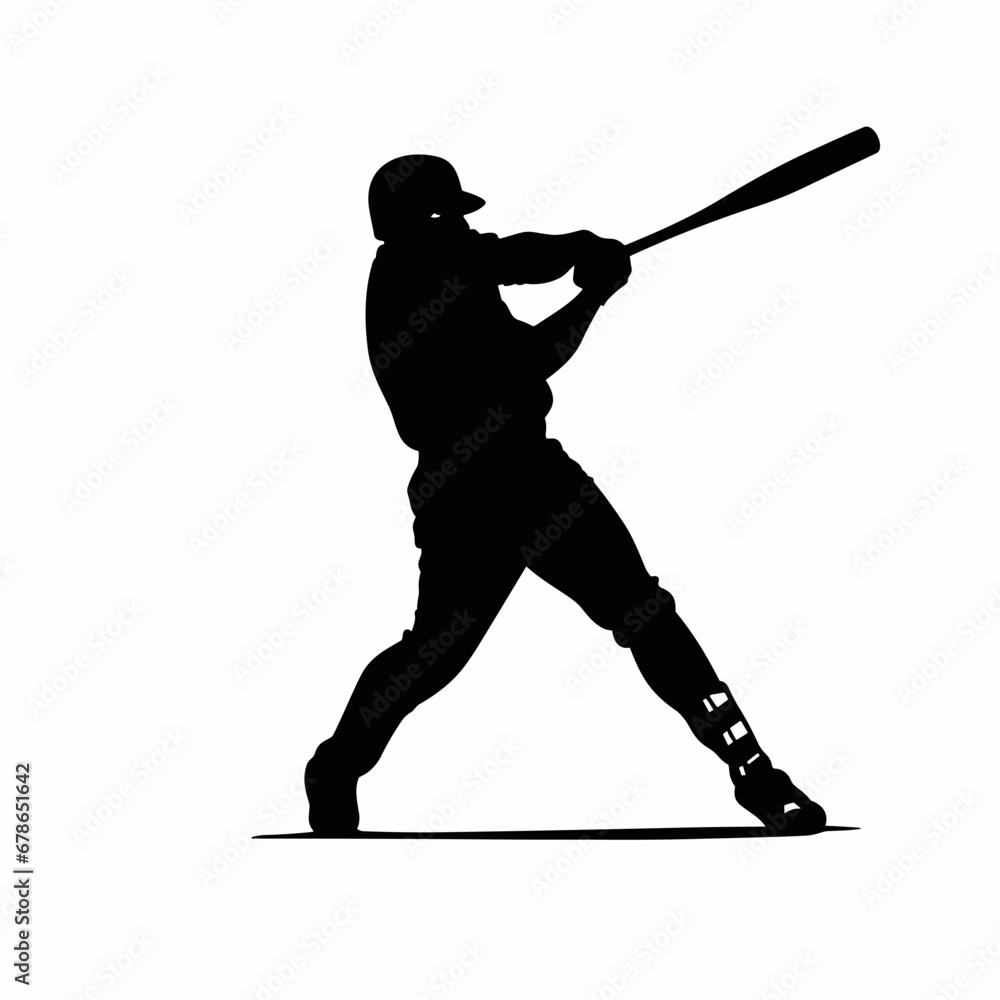 Obraz premium Baseball player black icon on white background. Baseball player silhouette