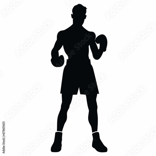 boxer black icon on white background. boxer  silhouette