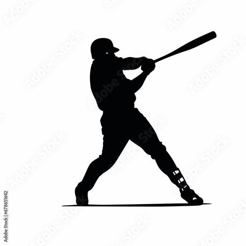 Baseball player black icon on white background. Baseball player silhouette