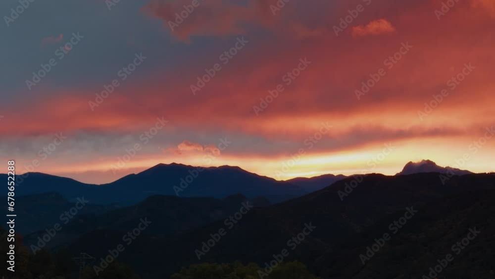 Panoramic mountain view at sunset on travel destination., Beautiful landscape Panoramic mountain view at sunset on travel destination., Beautiful landscape