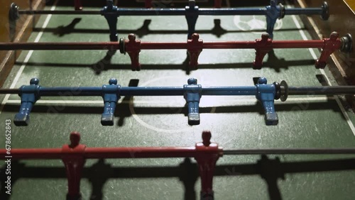 Close-up of a foosball table photo