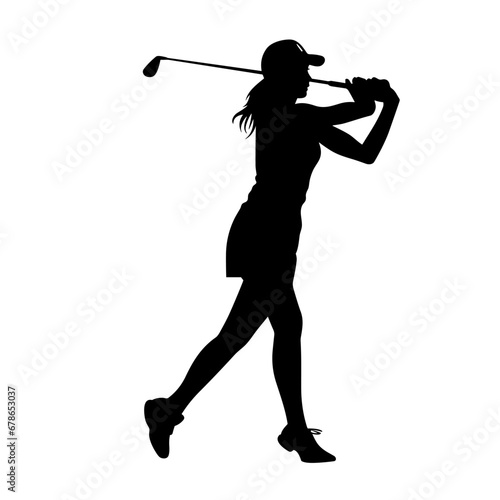 Golf player black icon on white background. Golf player silhouette
