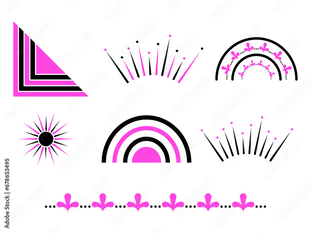 Fototapeta premium Decorative black and pink geometric vector illustration 