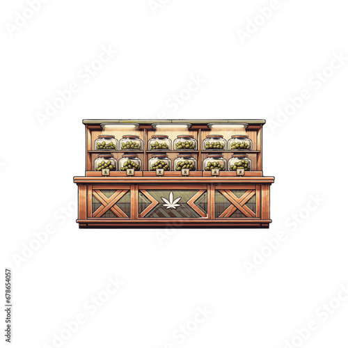 Vector Illustrated Cannabis Dispensary Marijuana Store Display 1