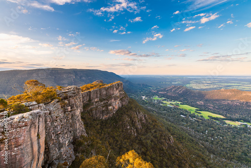 Grampians mountains viewed from Pinnacle lookout at at sunset