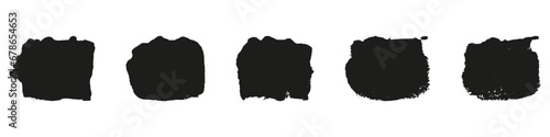 Paint Texture, Grunge in Square Shape Stroke. Brushstroke Rectangular Black Ink Collection. Brush Grungy Rough Set. Rectangle Decorative Box. Abstract Graphic Element. Isolated Vector Illustration