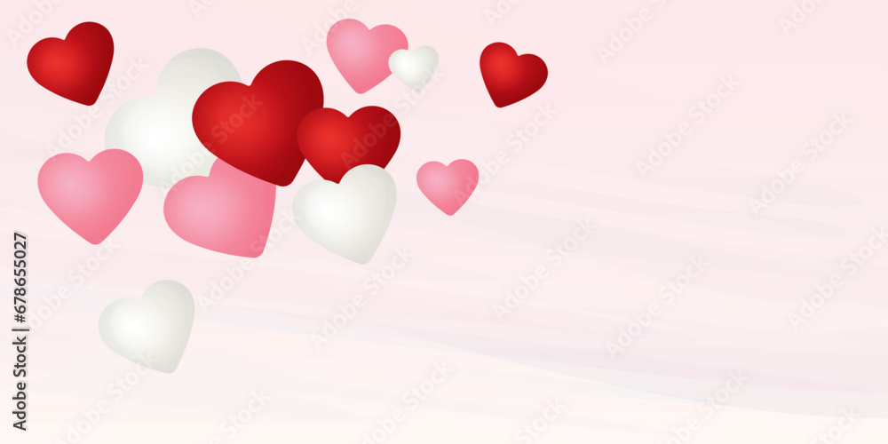 Balloons heart shape vector illustration on pink background have blank space. Valentine's day greeting card template.