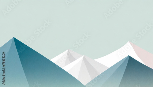 Illustration of a winter landscape with snowy mountains