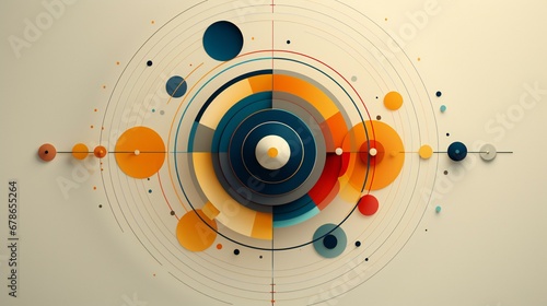 Celestial Orbits and Spheres in Harmonious Colors: An Abstract Artistic Representation