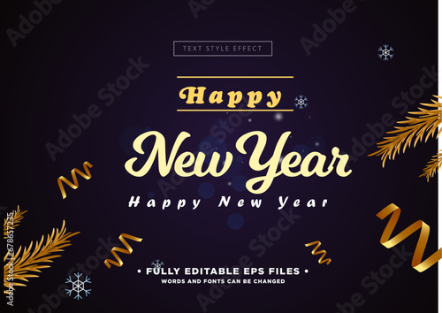 Vector happy new year 2024 banner design template with text effect fully editable