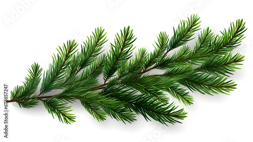 Illustration of a realistic Christmas tree with spruce branches and green fir  isolated on a white background for Xmas cards and New Year party posters 