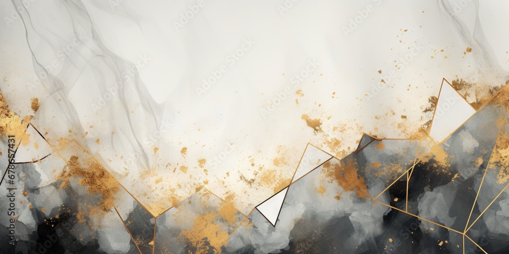 Obraz premium Abstract luxury seamless wallpaper pattern background with gold foil, lines, geometric shapes. Generative AI, AI