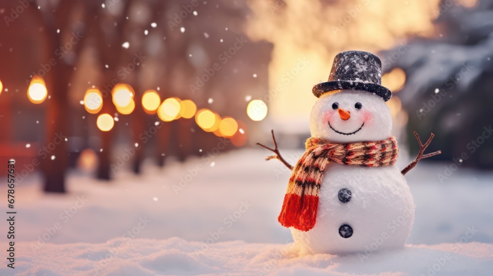 Fototapeta premium snowman in the woods