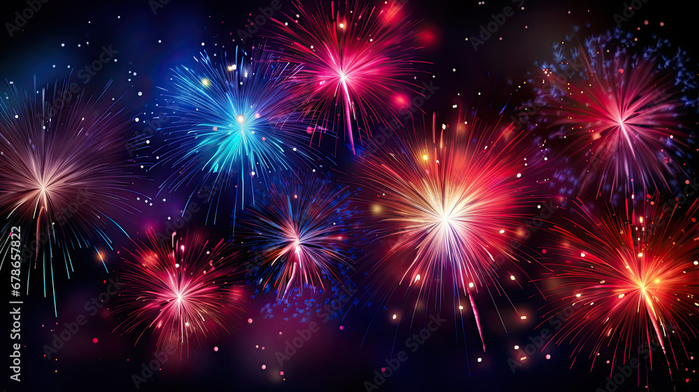 Fototapeta premium Colorful Fireworks Display at Night