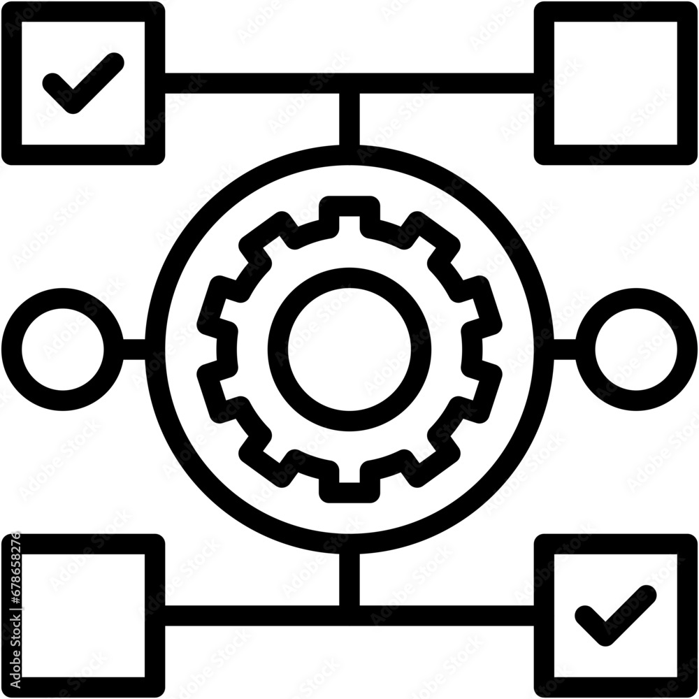 Vector Icon Unit Testing, Checklist, Software, Cogwheel, Technology, Gear