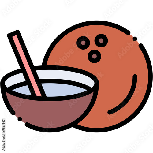 Vector Icon Coconut, Drink, Holiday, Coconut Drink, Vacation, Spring
