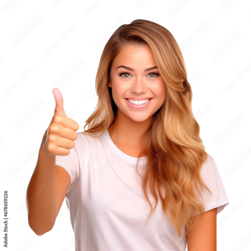 woman showing thumbs up sign on PNG transparent background woman showing thumbs up sign on PNG transparent background