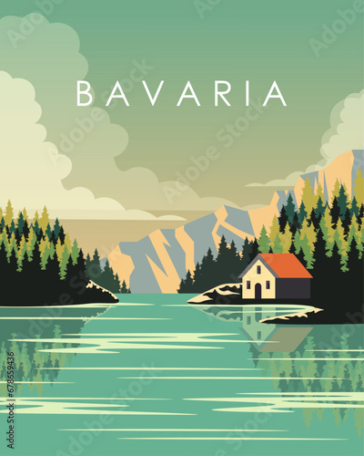 Bavaria, Bavarian Alps travel poster