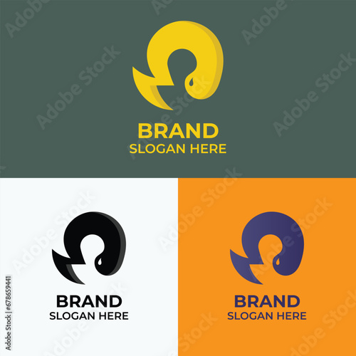 Whale logo with a lightning tail and curves like the shape of water. Suitable for company logos with iconic whales and electric power