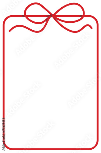 Red String Bow and Frame, Two Colours Vector Illustration