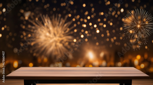 Festive background with beautiful yellow fireworks