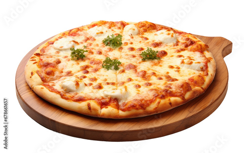 Delectable Four Cheese Pizza On Transparent Background.